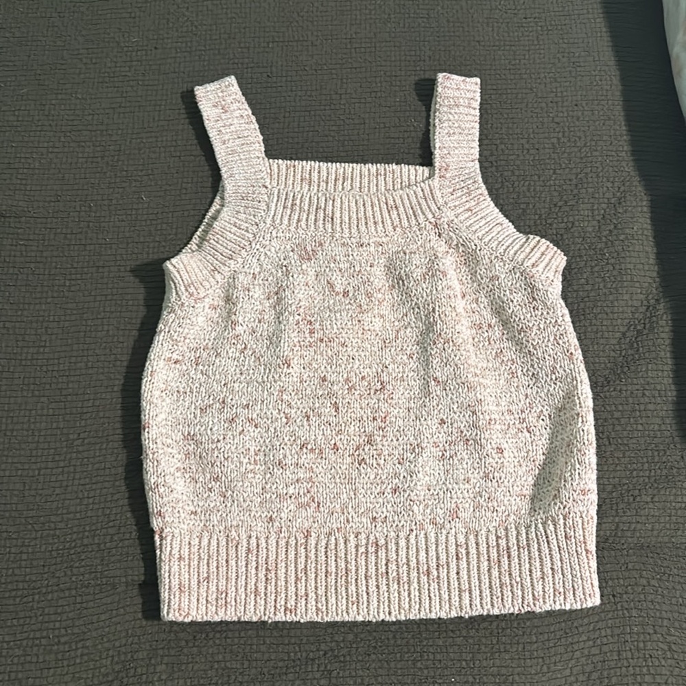 LOFT Pink/Cream Knit Sweater Tank